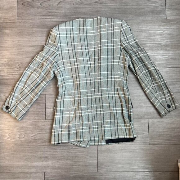 Vtg 80s Women's Suits Galore Grey Plaid Double Breasted Blazer Jacket Size 8 - Picture 2 of 5